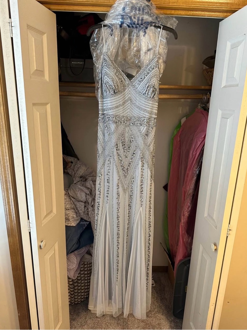 Jump Blue-Silver-Embellished Prom Gown
